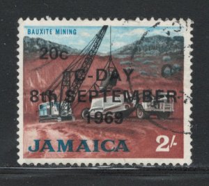 Jamaica 1969 C-Day Surcharge 20c on 2sh Scott # 287 Used