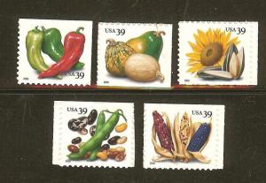 US Scott # 4013 - 4017 Crops 2006 Set of Singles from Vending Booklet MNH 