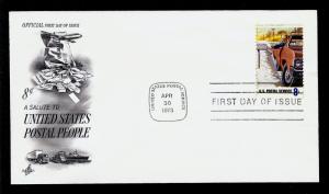 FIRST DAY COVER #1498 Postal People 8c Rural Delivery ARTCRAFT U/A FDC USPS 1973