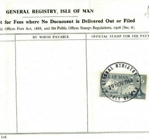 ISLE OF MAN Official Registry SEARCH Document *IOM 2/6 Revenue* SCARCE 1968 GV84 