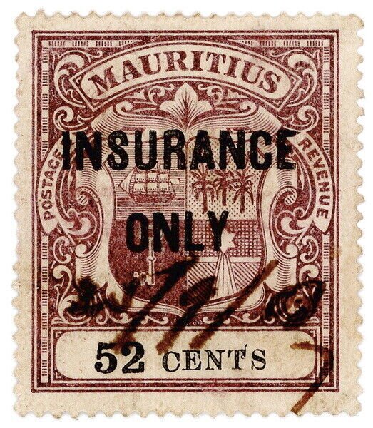 (I.B) Mauritius Revenue : Insurance 52c (1904)