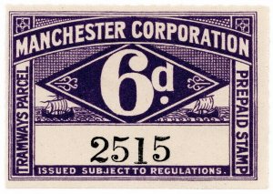 (I.B) Manchester Corporation Tramways : Railway Parcel 6d