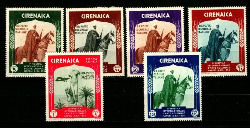 ES-1287 LIBYA CYRENAICA 1934 CARABINEER SCOTT 59-64 FULL SET MNH $60 