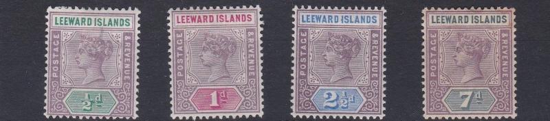 LEEWARD ISLANDS  1890  S G 1 - 6  VARIOUS VALUES TO 7D  MH  7D TONED 