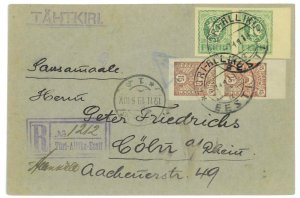 P5321 - ESTLAND 1919, POST CARD,  REGISTERED FROM TURI – ALLIKU TO CÖLN