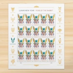 forever stamps  Year of The Rabbit, 5 Sheets  100 PCS