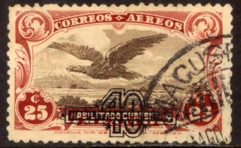 MEXICO C47, 40 on 25c SURCHARGED EAGLE IN FLIGHT Used (1147)