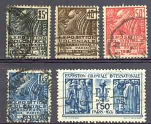 France Sc# 258-262 Used (b) 1930-1931 Colonial Exposition Issue