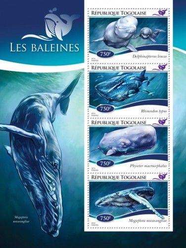 Whales Wale Animals Marine Fauna Togo MNH stamp set