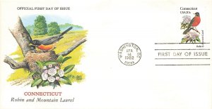 1959 20c CONNECTICUT STATE BIRD & FLOWER - Chuck Ripper - stamp/cachet designer