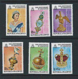 Maldive islands QEII 25th Coronation ann.  changed colors  mnh SC 743-748