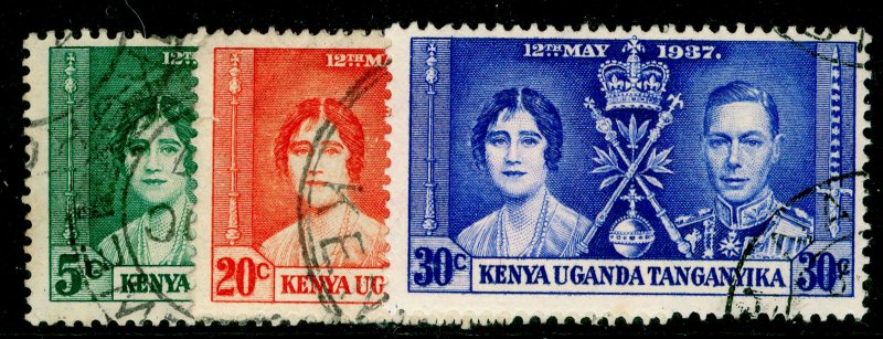 KENYA UGANDA TANGANYIKA SG128-130, COMPLETE SET, FINE USED. CORONATION.