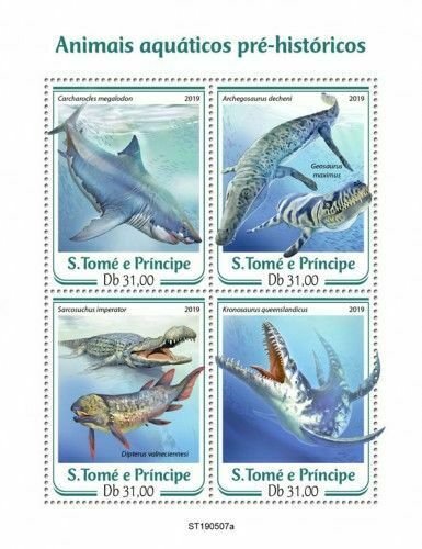 Z08 ST190507a Sao Tome and Principe 2019 Prehistoric water animals MNH