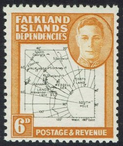 FALKLAND ISLANDS 1946 KGVI THIN MAP 6D MNH **