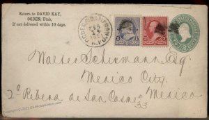 USA 1891 Ogden San Francisco RPO Mexico City Postal Stationery Cover Train 87594