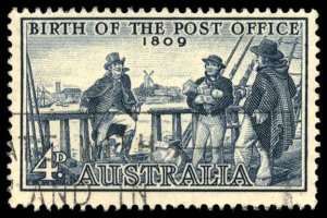 AUSTRALIA Sc 332 USED - 1959 4p -  Birth of Post Office - Postmaster I. Nichols