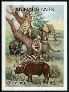 Tanzania Wild Animals Stamps 2003 MNH Giants Elephants Rhinos Lions 1v IMPF S/S