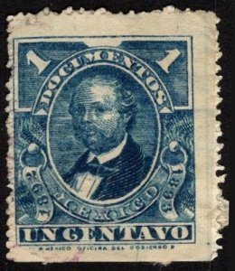 1892-1893 Mexico Revenue Un Centavo Ignacio Comonfort Documentary Tax