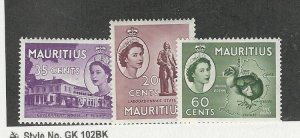 Mauritius, Postage Stamp, #257, 259, 261 Mint NH, 1953, JFZ