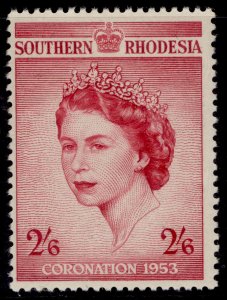 SOUTHERN RHODESIA QEII SG77, 2s 6d 1953 CORONATION, NH MINT.