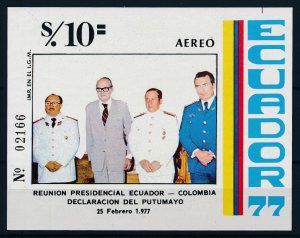 [105880] Ecuador 1977 Conference Presidents Colombia Souvenir sheet MNH