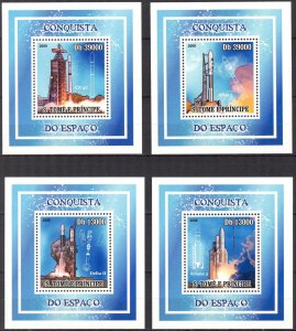 {369} Sao Tome and Principe 2009 Space 4 S/S Deluxe MNH**