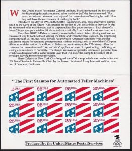 USA 1990 25c self adhesive pane  #2475a MNH in exhibition folder...........A4984