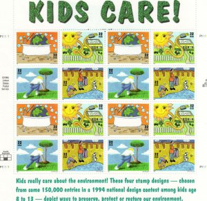 Scott 2951 - Kid's Care. MNH. OG. Sheet Of 16   #02 2951 