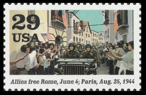 US 2838f 1944 Road to Victory Allies free Rome & Paris 29c single MNH 1994