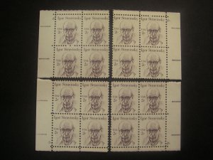 Scott 1845, 2c Igor Stravinsky, PB4 #4 x4, Matched Set, MNH Great Americans