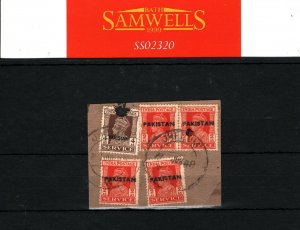 PAKISTAN KGVI Piece *JHELUM* LOCAL OVERPRINTS India Stamps *June 1948*CDS SS2320