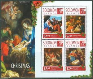 SOLOMON ISLANDS 2014  CHRISTMAS PAINTINGS SHEET MINT NH