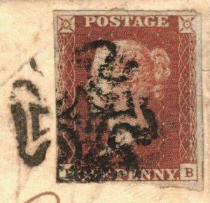 GB 1841 PENNY RED ex *BLACK PLATE 10* Cover GLASGOW Scots MX SG.7 Cat £400 425a
