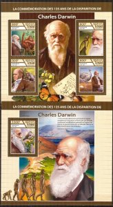 Chad 2017 Charles Darwin Birds Turtles Insects sheet + S/S MNH