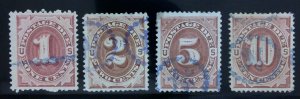 Scott #J22,23,25&J26 - Bright Claret - Postage Due Stamps Lot - Used - 1891