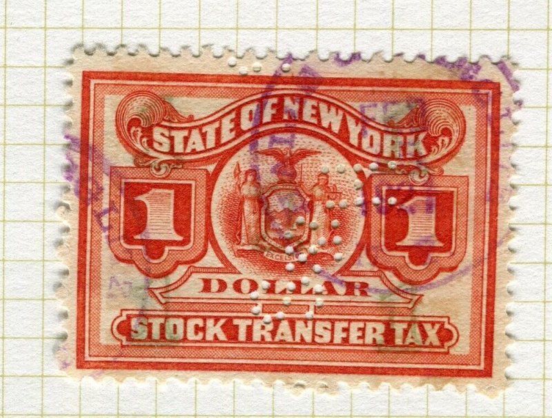 USA; Early 1900s Local New York Revenue issue fine used $1 value