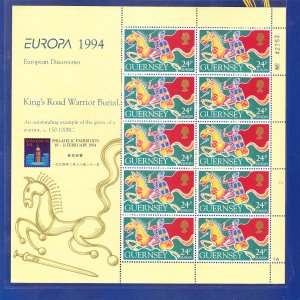 EUROPA CEPT, HONG KONG STAMP EXPO ON GUERNSEY 1994 Sc 526a SHEET in FOLDER, MNH