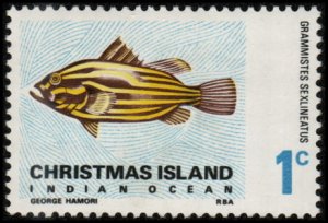 Christmas Island 22 - Mint-H - 1c Golden Striped Grouper (1968) (cv $0.55)