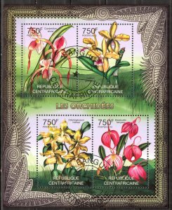 Central African Republic 2012 Flowers Orchids Sheet Used / CTO