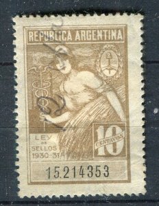 ARGENTINA; 1930s early Revenue issue used 10c. value