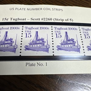Scott#2260 Tugboat 15c PNC5 Plate #1 MNH-US