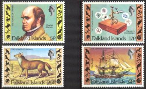 Falkland Islands 1982 Voyage of C. Darwin Ships Animals Set of 4 MNH