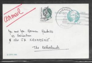 Just Fun Cover UX89 Jamaick VT. to Netherlands Airmail Cover OCT/3/1981 (my1205)