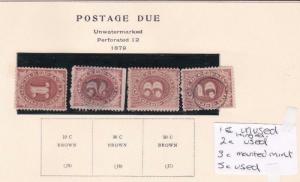 UNITED STATES 1879 - 1889 POSTAGE DUES ON ALBUM PAGE CAT £250+   R 2352