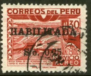 Peru C108, 25c on 30c Habilitado surcharge. Used. (328)