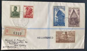 1953 Lae Papua New Guinea Registered cover to Fairview NJ USA