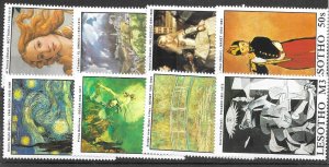 LESOTHO SG829/36 1988 FAMOUS PAINTINGS MNH