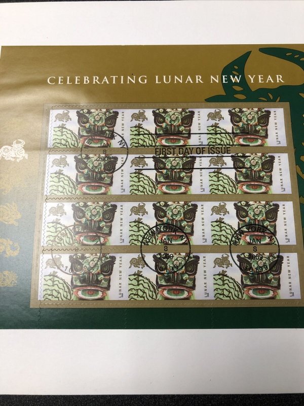 US FDC 4375 Chinese Lunar Year Of The Ox Souvenir Sheet First Day Of Issue 2009