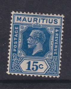 MAURITIUS, 1926 Script CA, KGV 15c. Prussian Blue, lhm.