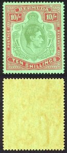 Bermuda SG119b 1942 10/- Line Perf 14.25 Fine U/M Cat 500 pounds